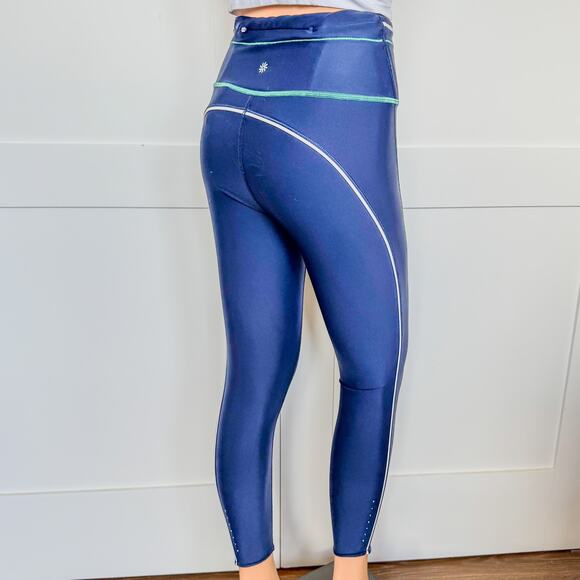 Athleta Pacesetter Ultra High Rise 7/8 Striped Tight Leggings-Navy-Women’s Small - Picture 1 of 11
